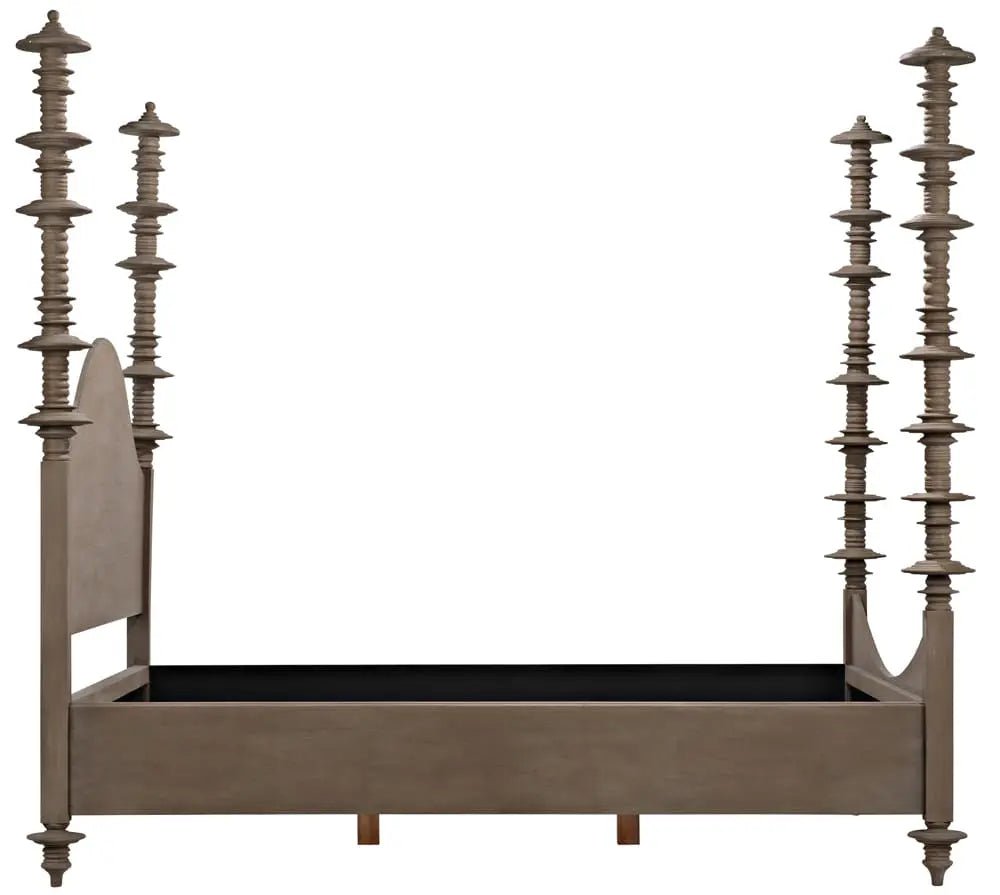 Ferret Weathered Bed in Mahogany side angle - weathered poster bed by Noir Trading - Whats New Furniture Portland OR