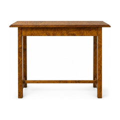 Figured Maple console table with rippled grain and a narrow handcrafted top.