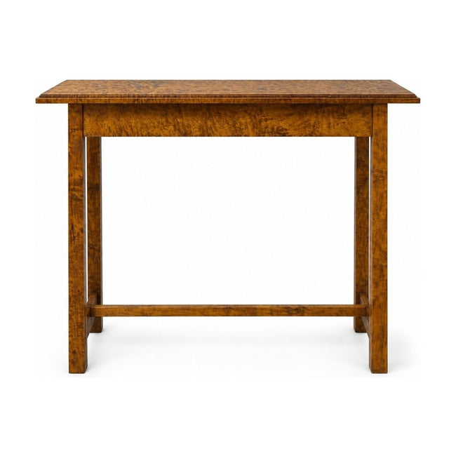Figured Maple console table with rippled grain and a narrow handcrafted top.