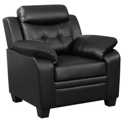 Finley Upholstered Padded Arm Tufted Accent Chair Black - What&