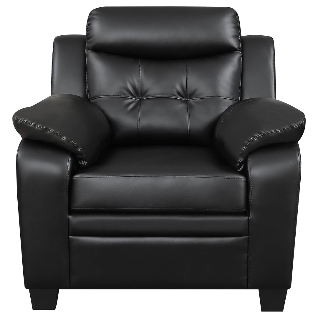 Finley Upholstered Padded Arm Tufted Accent Chair Black - What&