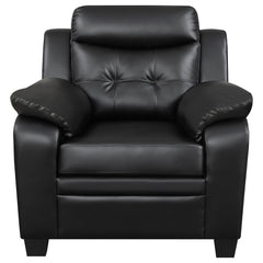 Finley Upholstered Padded Arm Tufted Accent Chair Black - What&