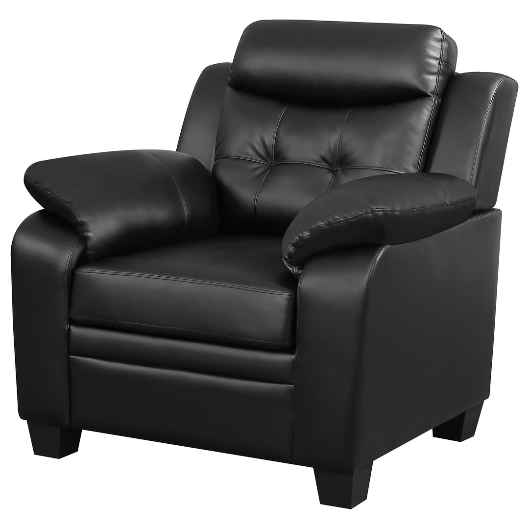 Finley Upholstered Padded Arm Tufted Accent Chair Black - What&