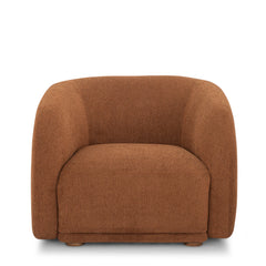Finn Armchair in Amber front view - sculptural barrel chair - Whats New Furniture Portland OR