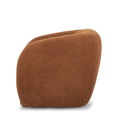 Finn Armchair in Amber side view - sculptural barrel chair - Whats New Furniture Portland OR