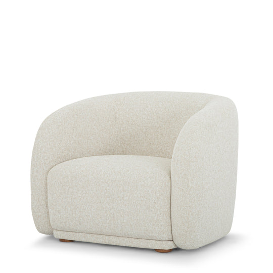 Finn Armchair in Fawn angle view - sculptural barrel chair - Whats New Furniture Portland OR