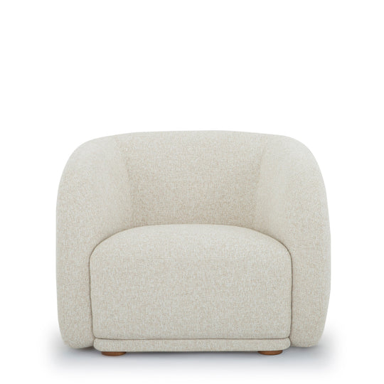 Finn Armchair in Fawn front view - sculptural barrel chair - Whats New Furniture Portland OR