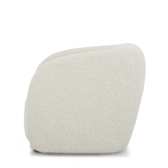 Finn Armchair in Fawn side view - sculptural barrel chair - Whats New Furniture Portland OR