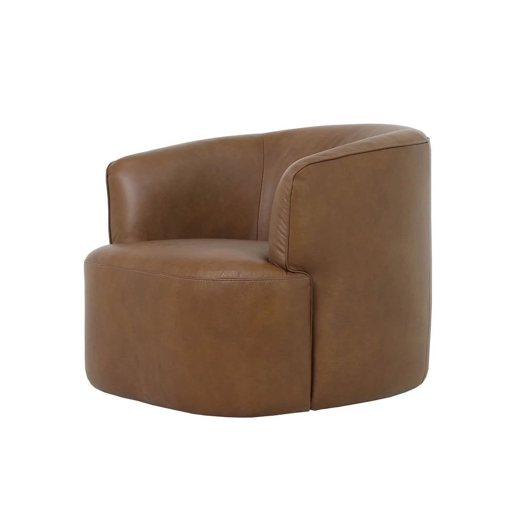 Fireside Swivel Club Chair in Antique Sienna side angle - leather swivel club chair by LH Imports - Whats New Furniture Portland OR