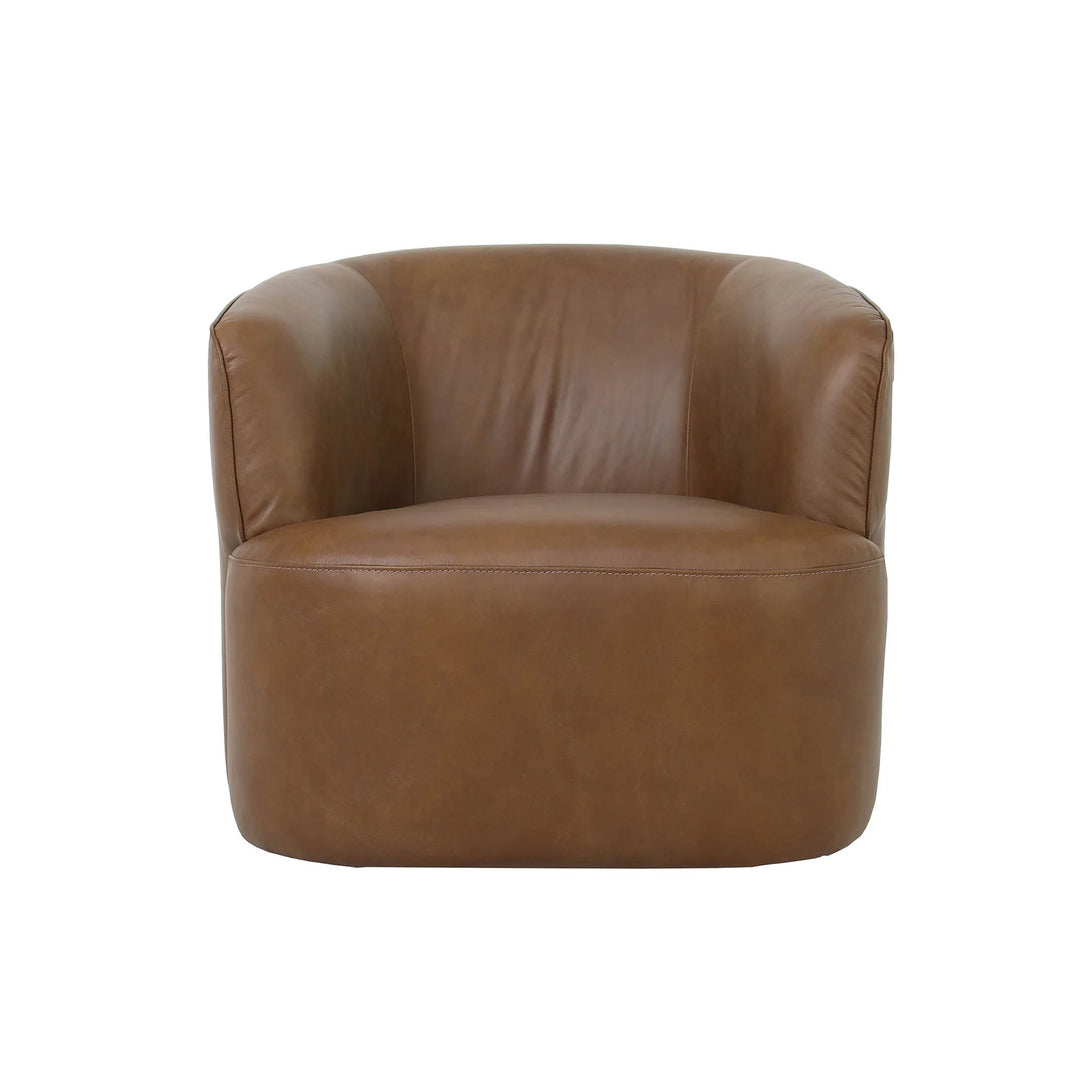 Fireside Swivel Club Chair in Antique Sienna front view - leather swivel club chair by LH Imports - Whats New Furniture Portland OR