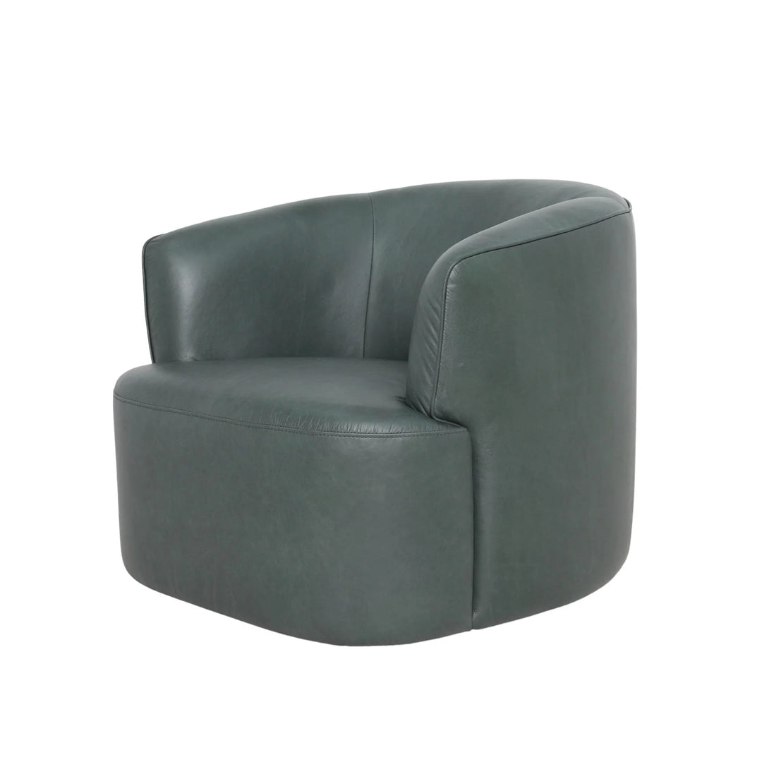 Fireside Swivel Club Chair in Deep Moss side angle - leather swivel club chair by LH Imports - Whats New Furniture Portland OR