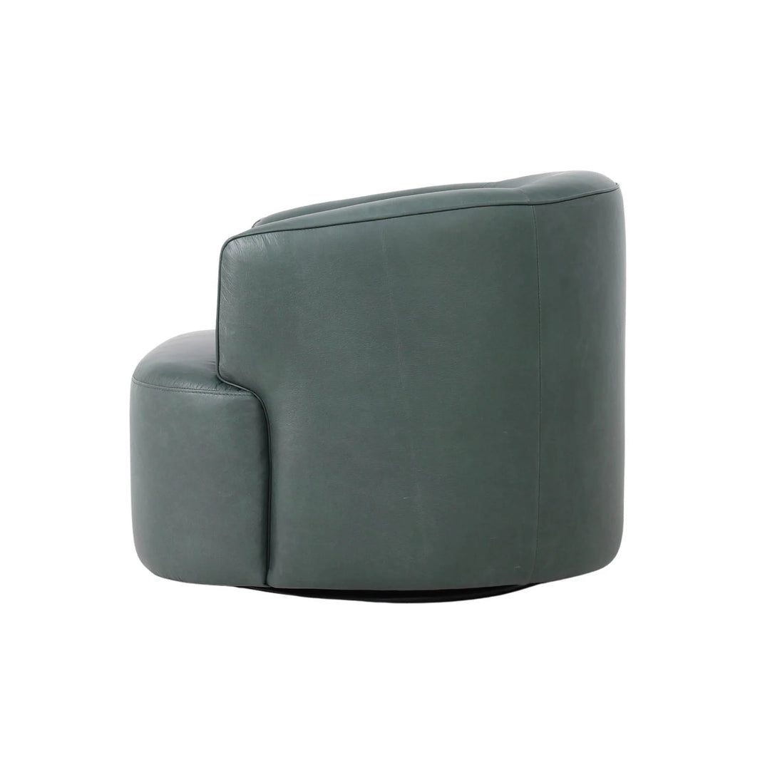 Fireside Swivel Club Chair in Deep Moss side view - leather swivel club chair by LH Imports - Whats New Furniture Portland OR