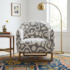 Fitz Occasional Chair in Greige Graphic room setting - occasional chair by Alder &amp; Tweed - Whats New Furniture Portland OR
