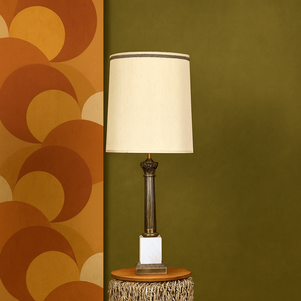 Fluted Brass Lamp detail view - Whats New Furniture - Portland, Oregon