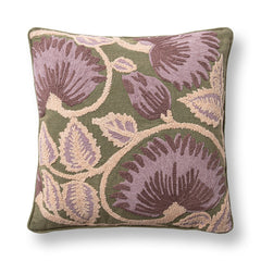 Folly Olive Green Embroidered Throw Pillow front view by Classic Home - Whats New Furniture Portland OR