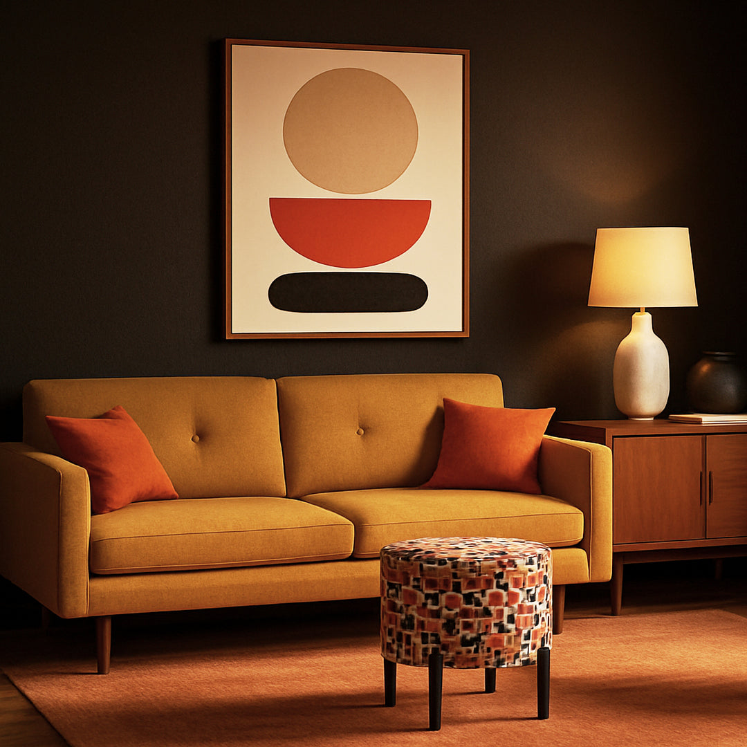 Footstool with New Pendleton Upholstery detail view - Whats New Furniture - Portland, Oregon