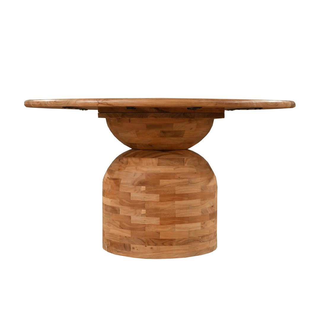 Form Round Dining Table in Warm Walnut side view - round acacia dining table by LH Imports - Whats New Furniture Portland OR