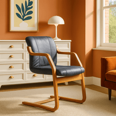 Formed Wood and Leather Chair detail view 5 - Whats New Furniture - Portland, Oregon