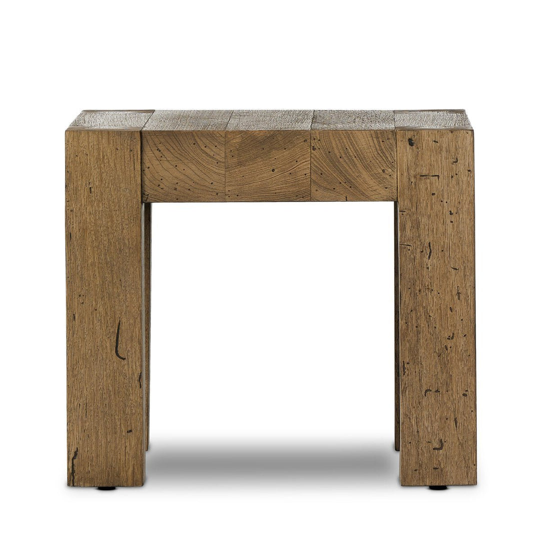 Abaso End Table in Rustic Wormwood Oak side view - Whats New Furniture Portland OR