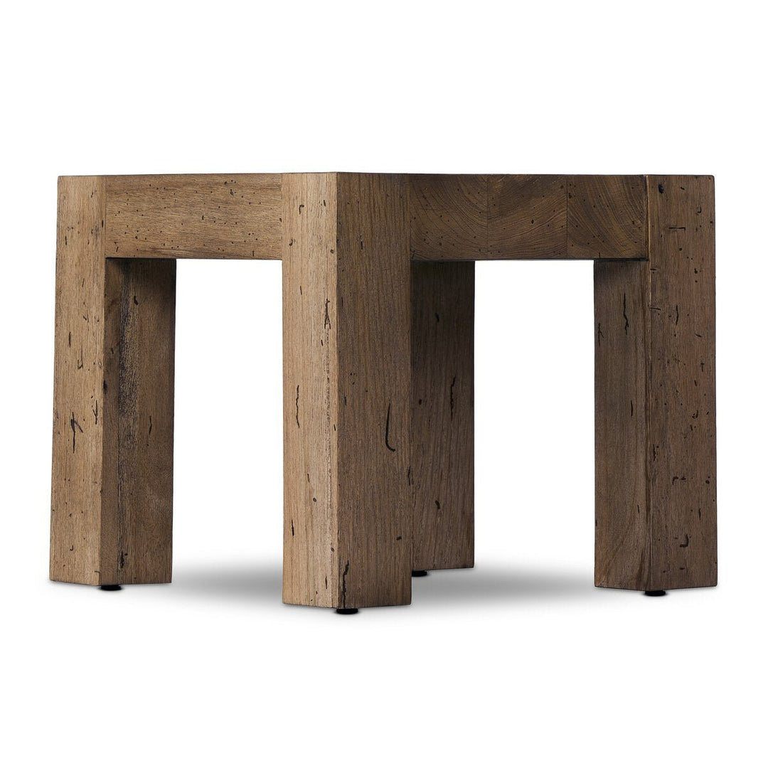 Abaso End Table in Rustic Wormwood Oak detail view - Whats New Furniture Portland OR