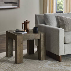 Abaso End Table in Rustic Wormwood Oak back view - Whats New Furniture Portland OR