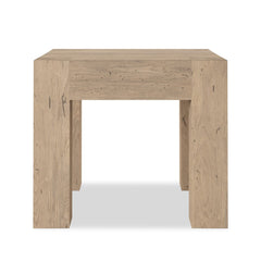 Abaso End Table in Whitewash Rustic Wormwood Oak front studio view - Whats New Furniture Portland OR