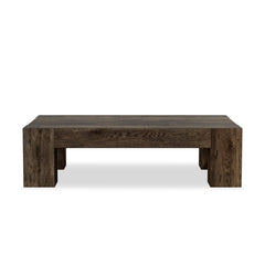 Abaso Rectangular Coffee Table in Ebony Rustic Wormwood Oak / Smoked Oak Veneer front studio view - Whats New Furniture Portland OR