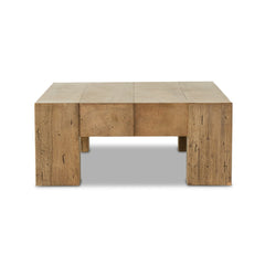 Abaso Rectangular Coffee Table in Rustic Wormwood Oak side view - Whats New Furniture Portland OR