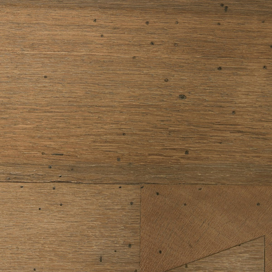 Abaso Rectangular Coffee Table in Rustic Wormwood Oak detail view - Whats New Furniture Portland OR