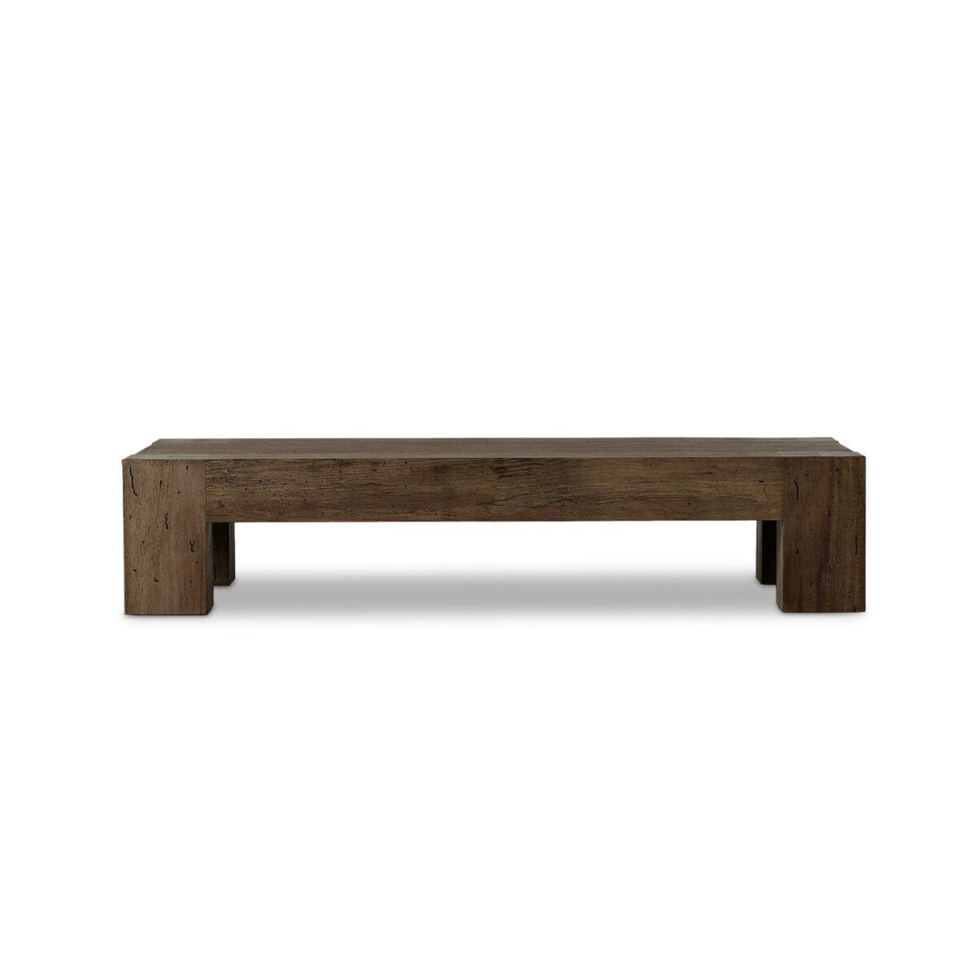Abaso Rectangular Coffee Table in Ebony Rustic Wormwood Oak front studio view - Whats New Furniture Portland OR