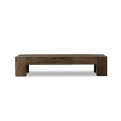 Abaso Rectangular Coffee Table in Ebony Rustic Wormwood Oak front studio view - Whats New Furniture Portland OR
