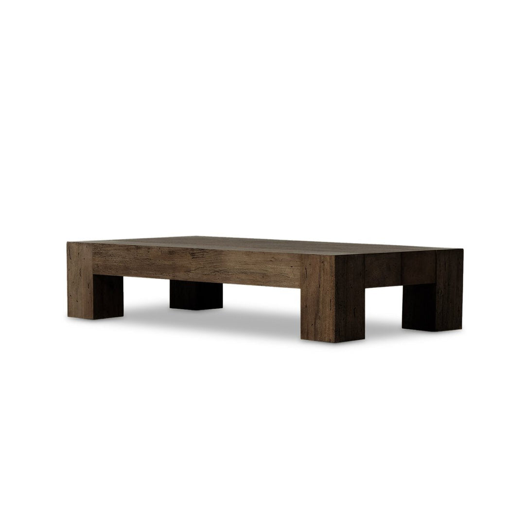 Abaso Rectangular Coffee Table in Ebony Rustic Wormwood Oak three-quarter view - Whats New Furniture Portland OR