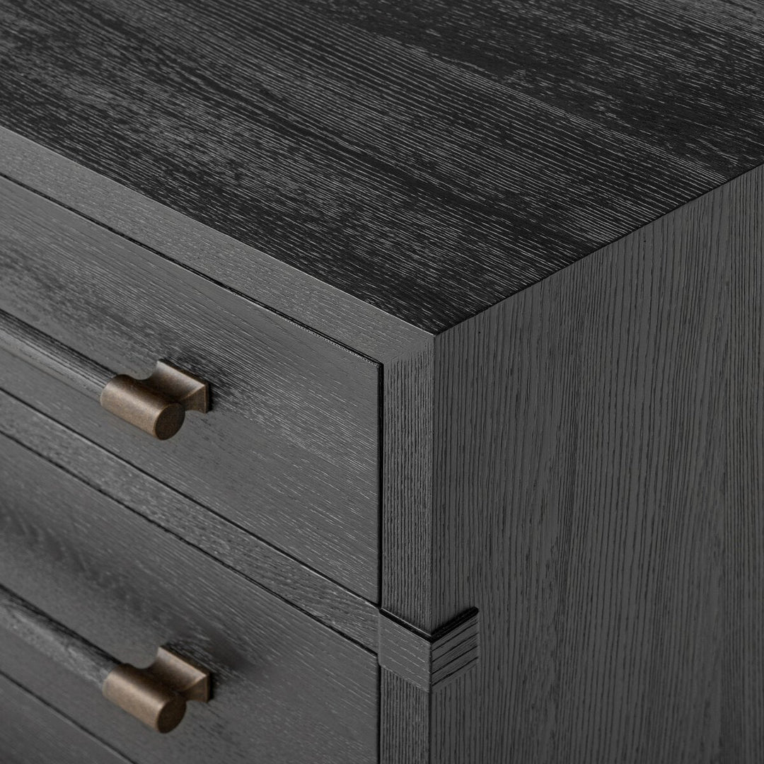 Adolfo Nightstand in Modern Black Ash detail view showing drawer construction - Whats New Furniture Portland OR