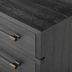 Adolfo Nightstand in Modern Black Ash detail view showing drawer construction - Whats New Furniture Portland OR