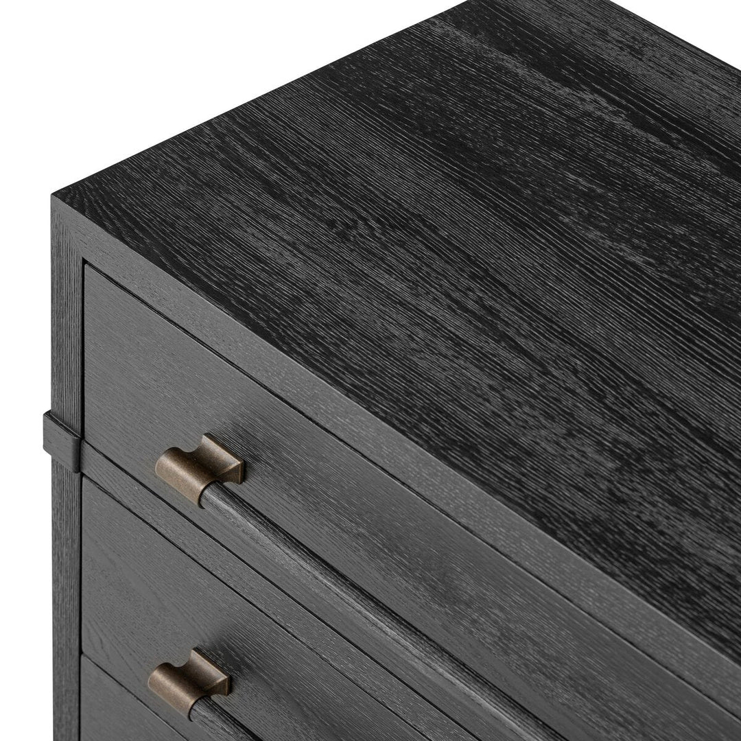 Adolfo Nightstand in Modern Black Ash detail view of top surface - Whats New Furniture Portland OR