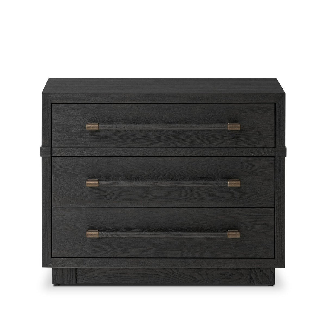 Adolfo Nightstand in Modern Black Ash front studio view - Whats New Furniture Portland OR