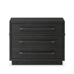 Adolfo Nightstand in Modern Black Ash front studio view - Whats New Furniture Portland OR