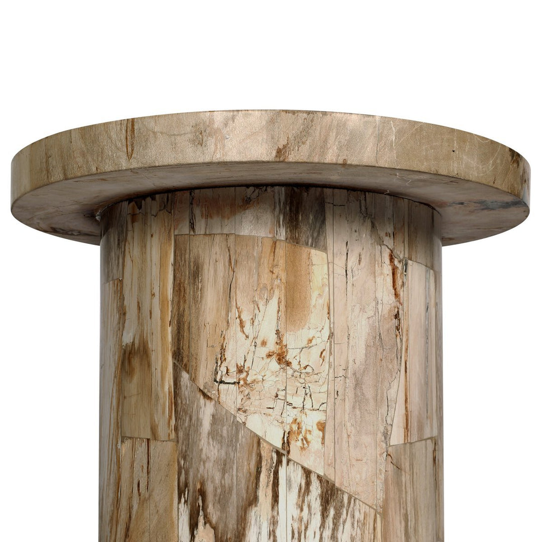 Aida End Table in Light Petrified Wood detail view - Whats New Furniture Portland OR