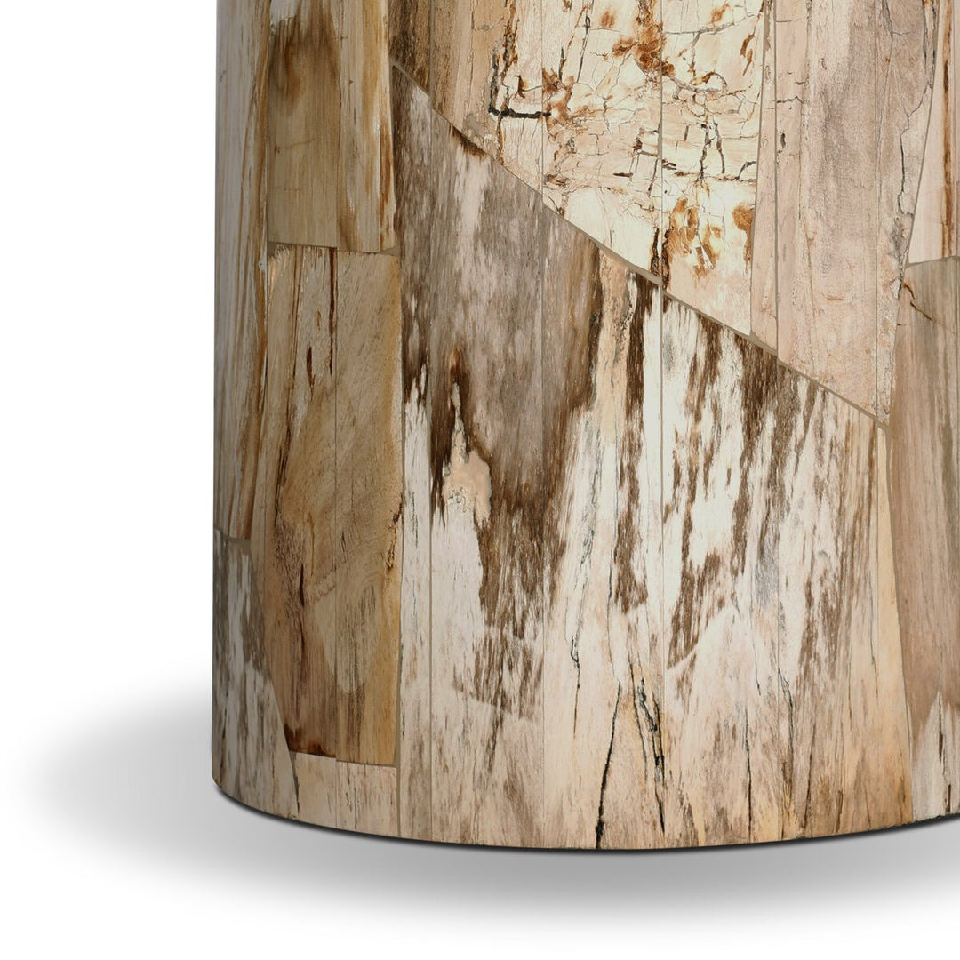 Aida End Table in Light Petrified Wood detail view - Whats New Furniture Portland OR