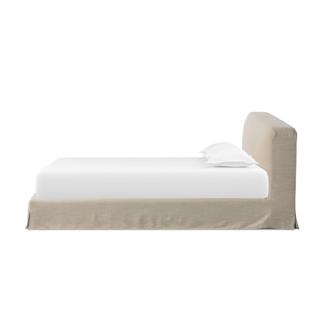 Aidan Slipcover Bed in Savoy Parchment second detail view - Whats New Furniture Portland OR