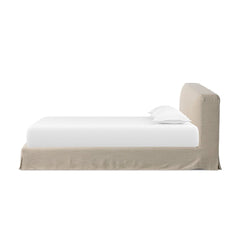 Aidan Slipcover Bed in Savoy Parchment second detail view - Whats New Furniture Portland OR