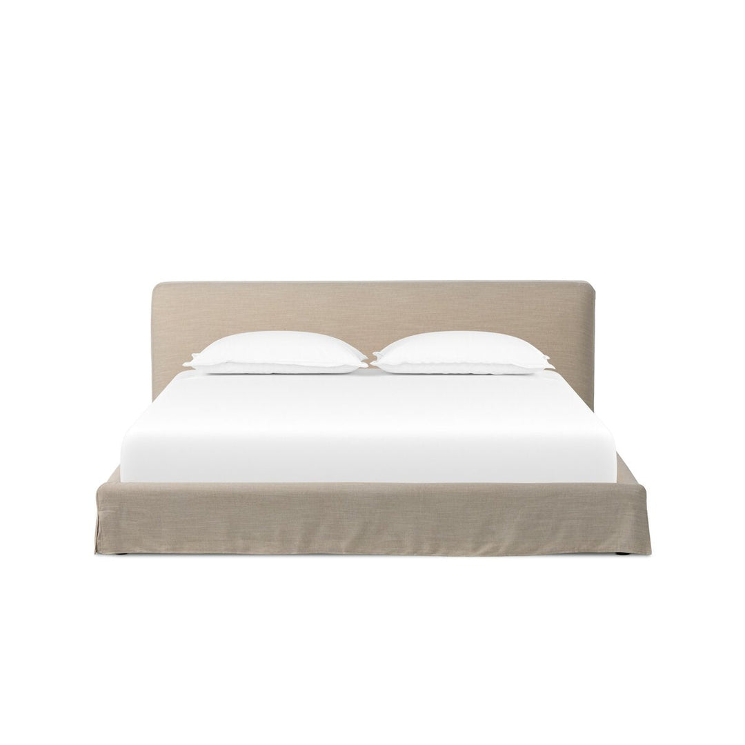Aidan Slipcover Bed in Savoy Parchment front studio view - Whats New Furniture Portland OR