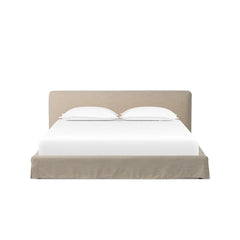Aidan Slipcover Bed in Savoy Parchment front studio view - Whats New Furniture Portland OR