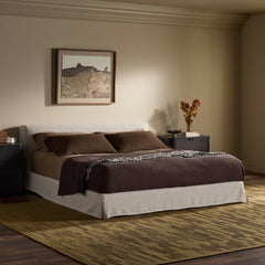 Aidan Slipcover Bed in Savoy Parchment back studio view - Whats New Furniture Portland OR