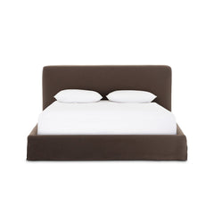 Aidan Slipcover Bed in Savoy Coffee front studio view - Whats New Furniture Portland OR