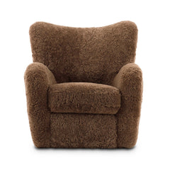 Amelie Chair in Amber Shearling front studio view - Whats New Furniture Portland OR