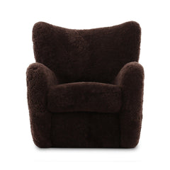 Amelie Chair in Cocoa Shearling front studio view - Whats New Furniture Portland OR