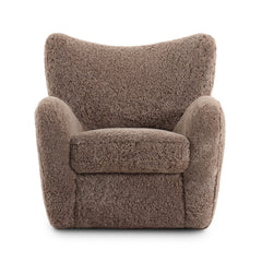 Amelie Chair in Taupe Shearling front studio view - Whats New Furniture Portland OR