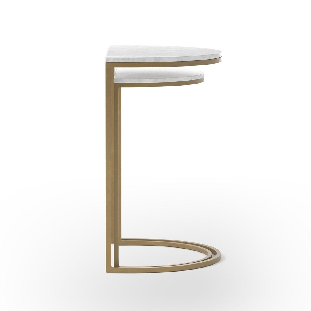 Ane Nesting Tables in White Marble side view - Whats New Furniture Portland OR