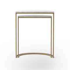 Ane Nesting Tables in White Marble front studio view - Whats New Furniture Portland OR